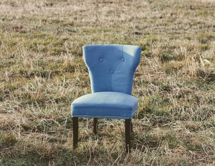 Upholstery Blue Chair Outside