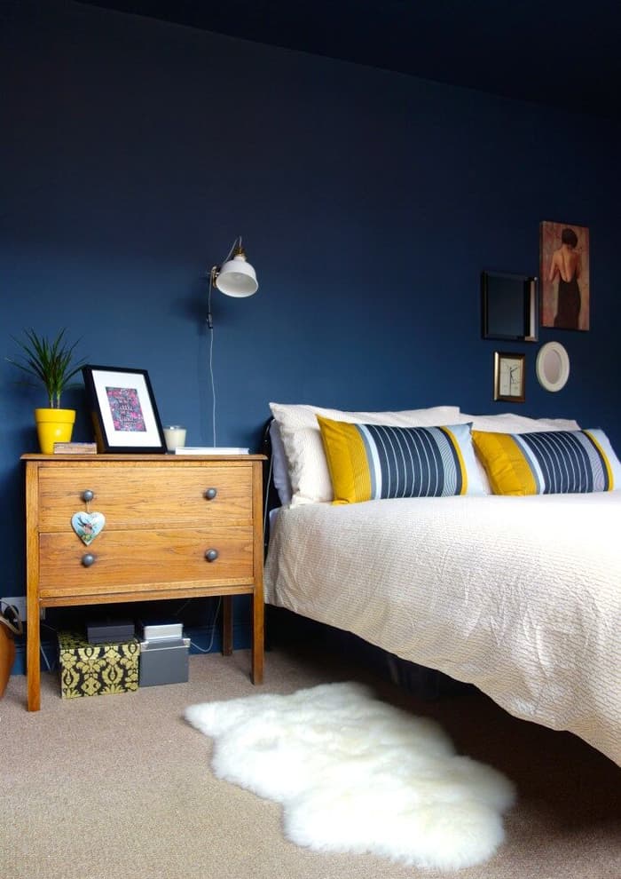 Deep Blue Bedroom Wall 