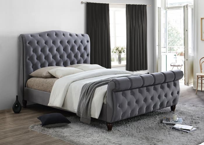 Happy Beds Colorado Grey Sleigh Bed