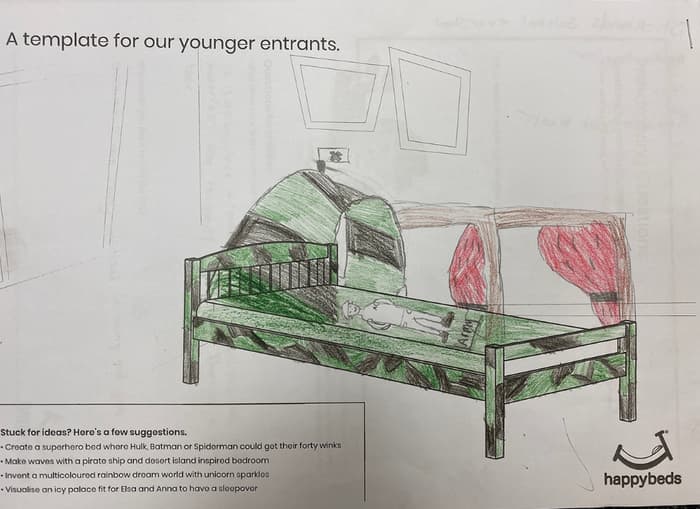Child's Camo Bed Drawing