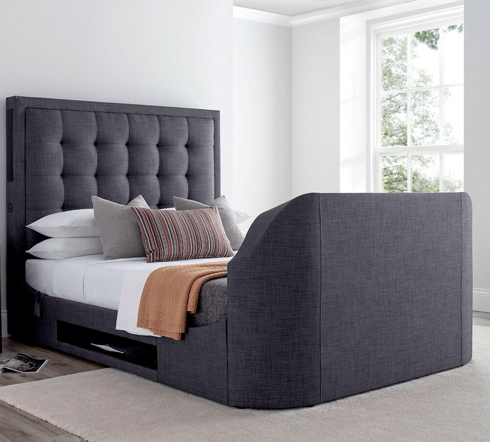 Titan 2 Slate Grey Fabric Media, Ultimate Storage Bed King Size