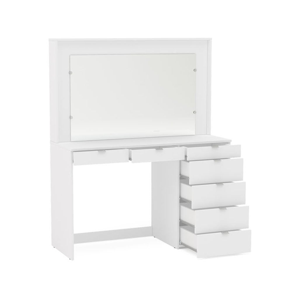 Happy Beds Chloe White 7 Drawer Dressing Table Open Drawers