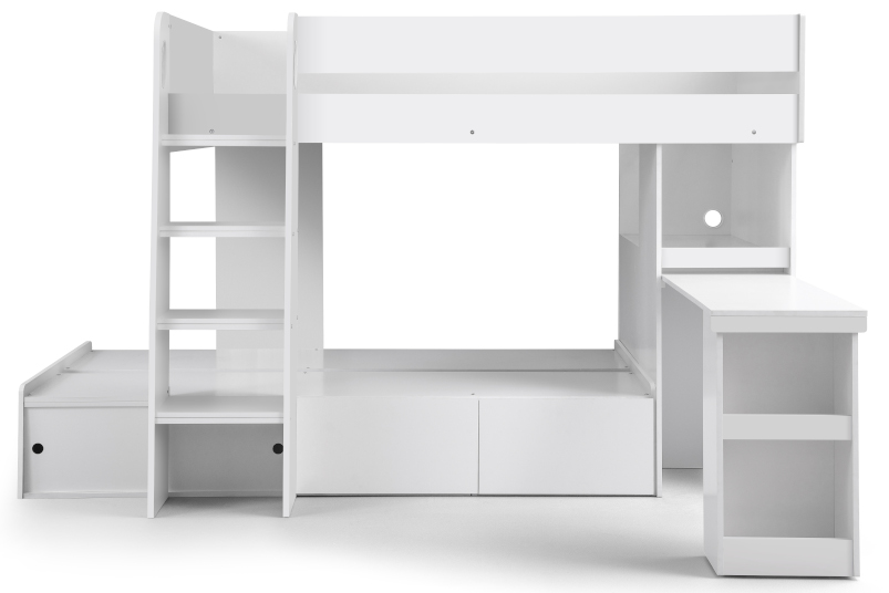 Eclipse White Wooden Storage Bunk Bed, White Bunk Bed With Desk