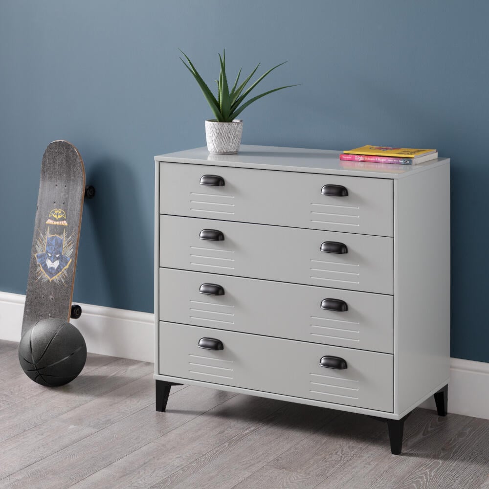 Lakers Locker Grey 4 Drawer Chest Angled Shot