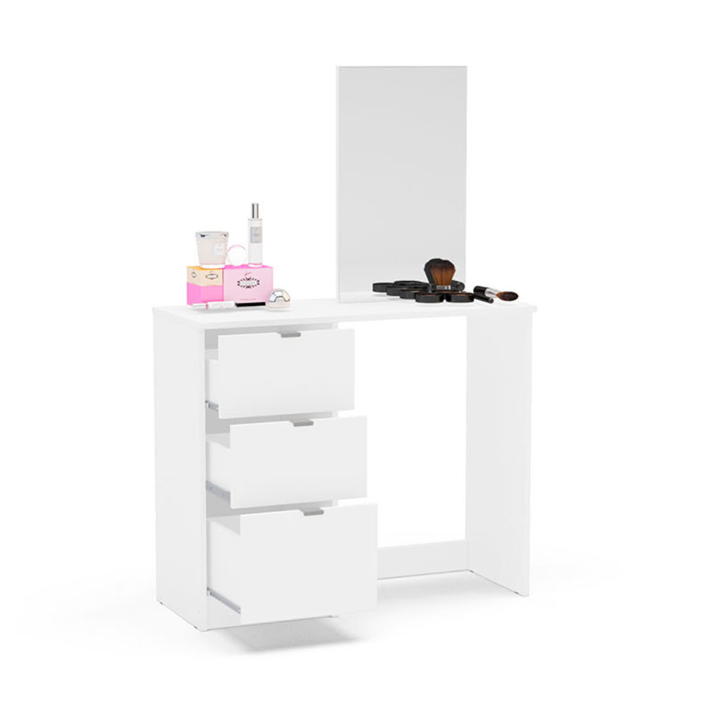 Happy Beds Madison White 3 Drawer Dressing Table Open Drawers