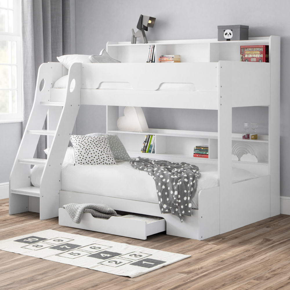 Happy Beds Orion White Triple Sleeper Bunk Side Shot