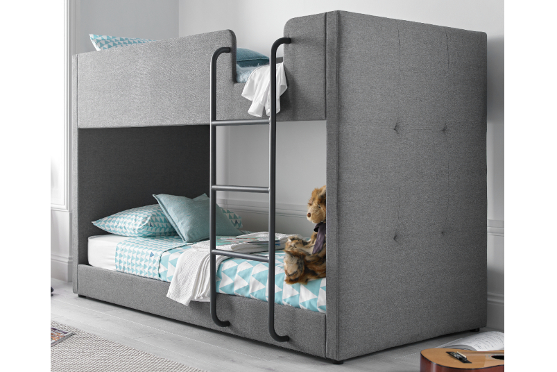 Saturn Grey Fabric Bunk Bed Beds, What Age Is Okay For Bunk Beds