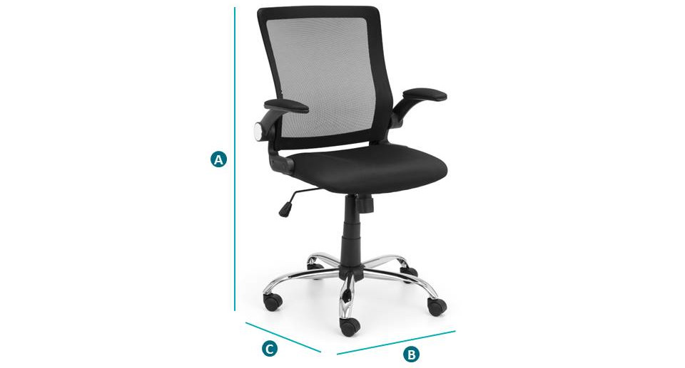 Happy Beds Imola Black Office Gaming Chair Sketch Dimensions