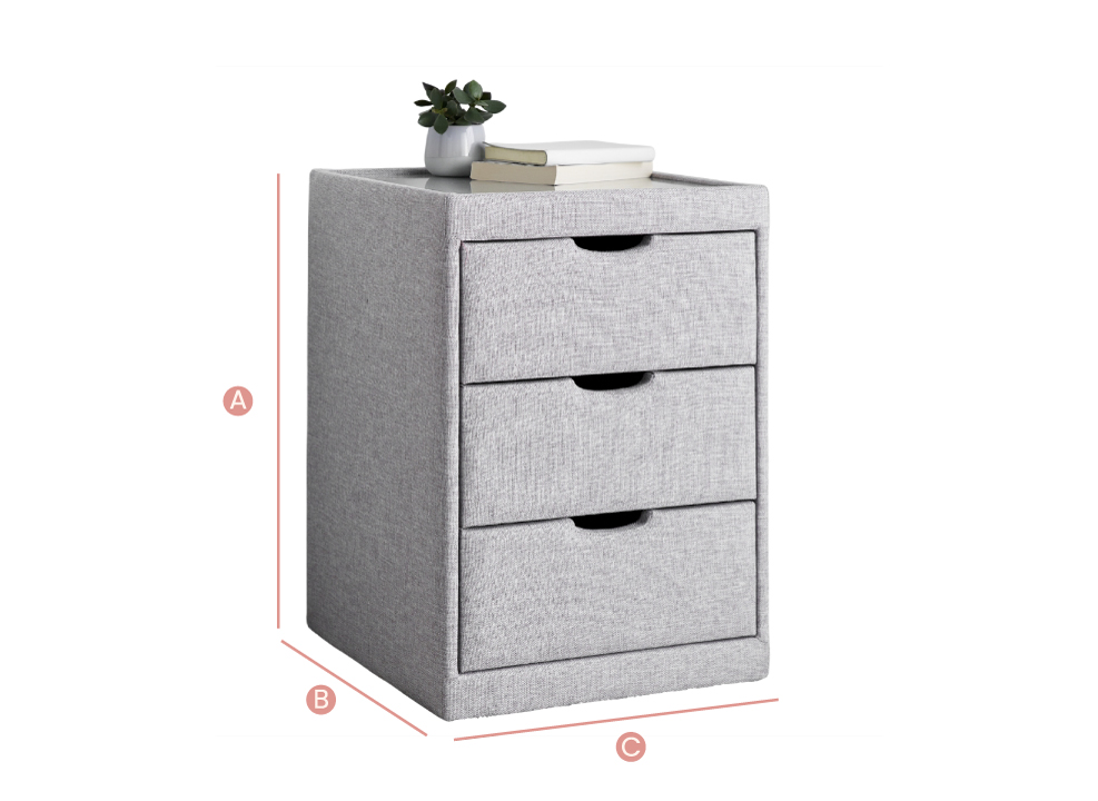 Milton Bedside Table Dimensions Sketch
