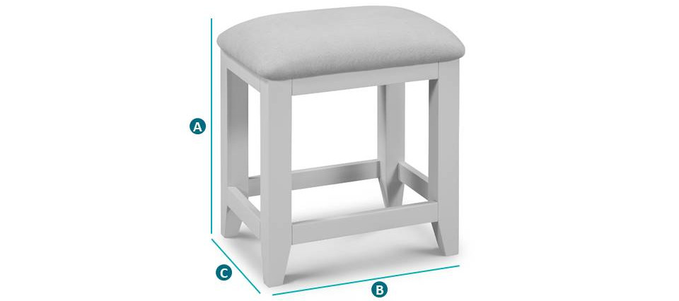 Happy Beds Richmond Grey and Oak Stool Sketch Dimensions