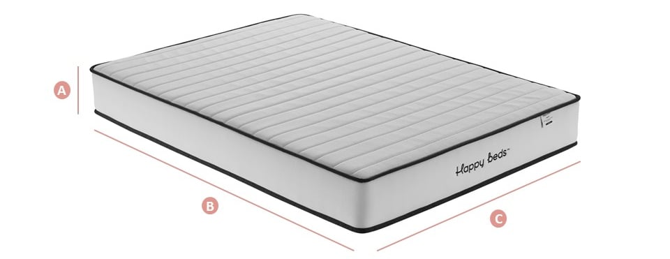 Happy Beds SleepSoul Sirona 800 Pocket Spring Memory Foam Mattress Sketch Dimensions