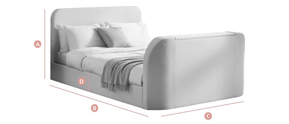 Happy Beds Shelly TV Bed Sketch Dimensions