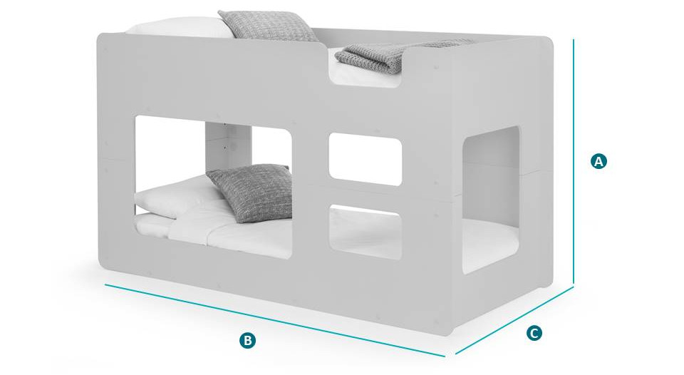 Happy Beds Solar Bunk Bed Sketch Dimensions