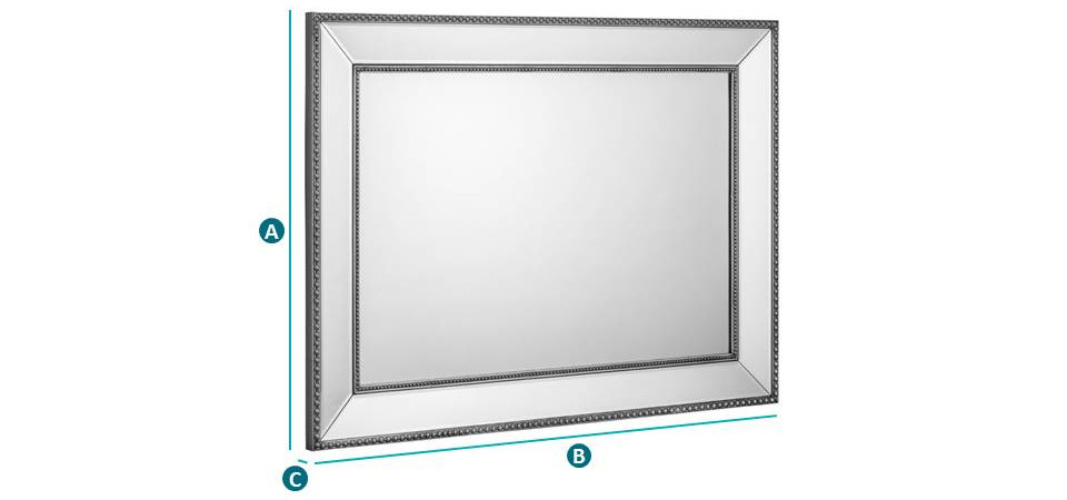 Happy Beds Symphony Pewter Wall Mirror Sketch Dimensions
