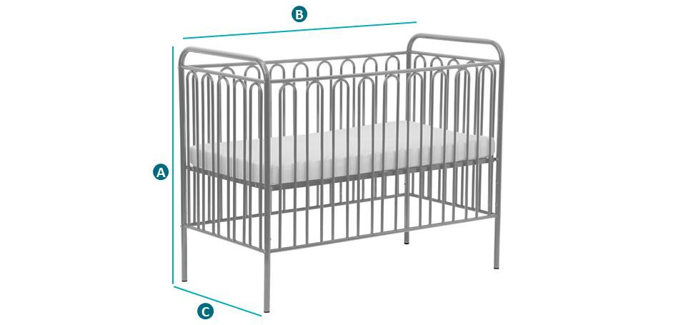 Happy Beds Vintage Baby Cot Sketch Dimensions