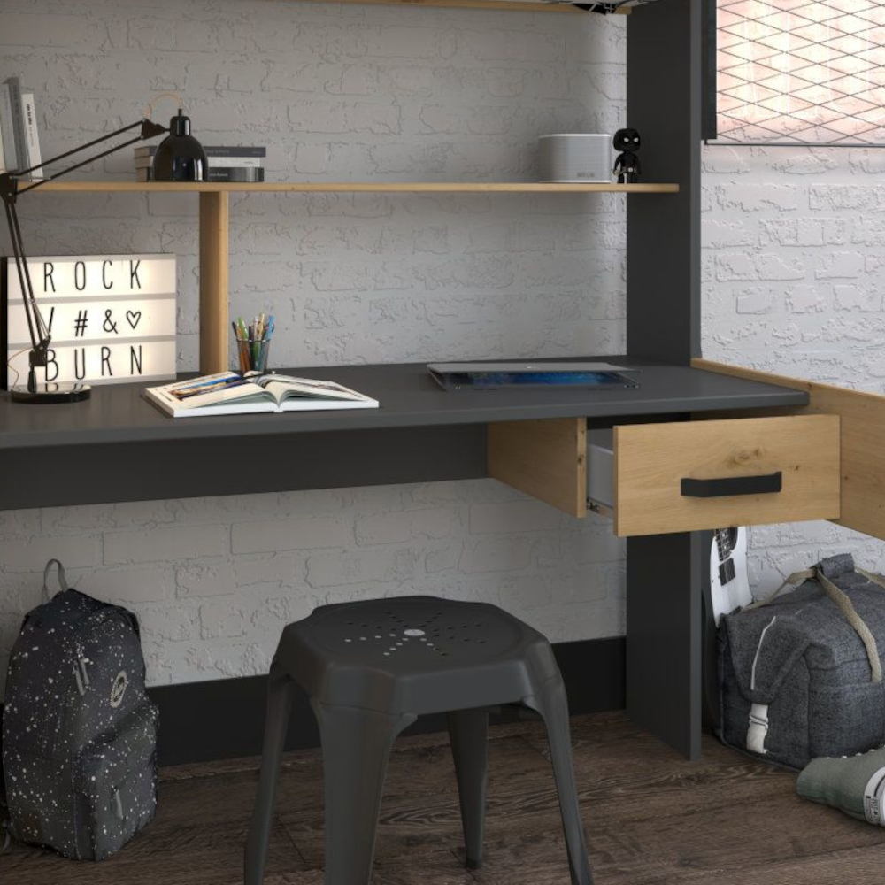 Happy Beds Grayson Grey And Oak High Sleeper Storage Close-up