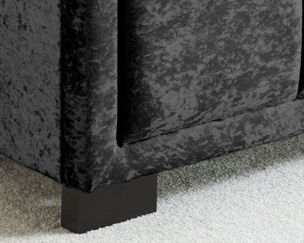 Hannover Black Velvet Fabric Bed Close Up Image