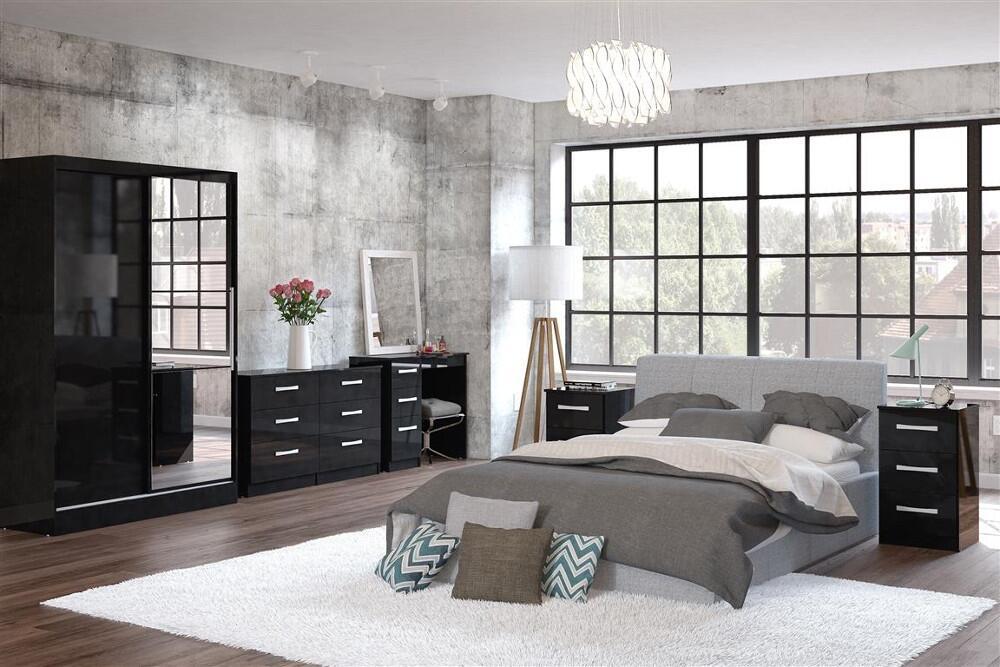Lynx Black Wooden Bedroom Furniture Collection