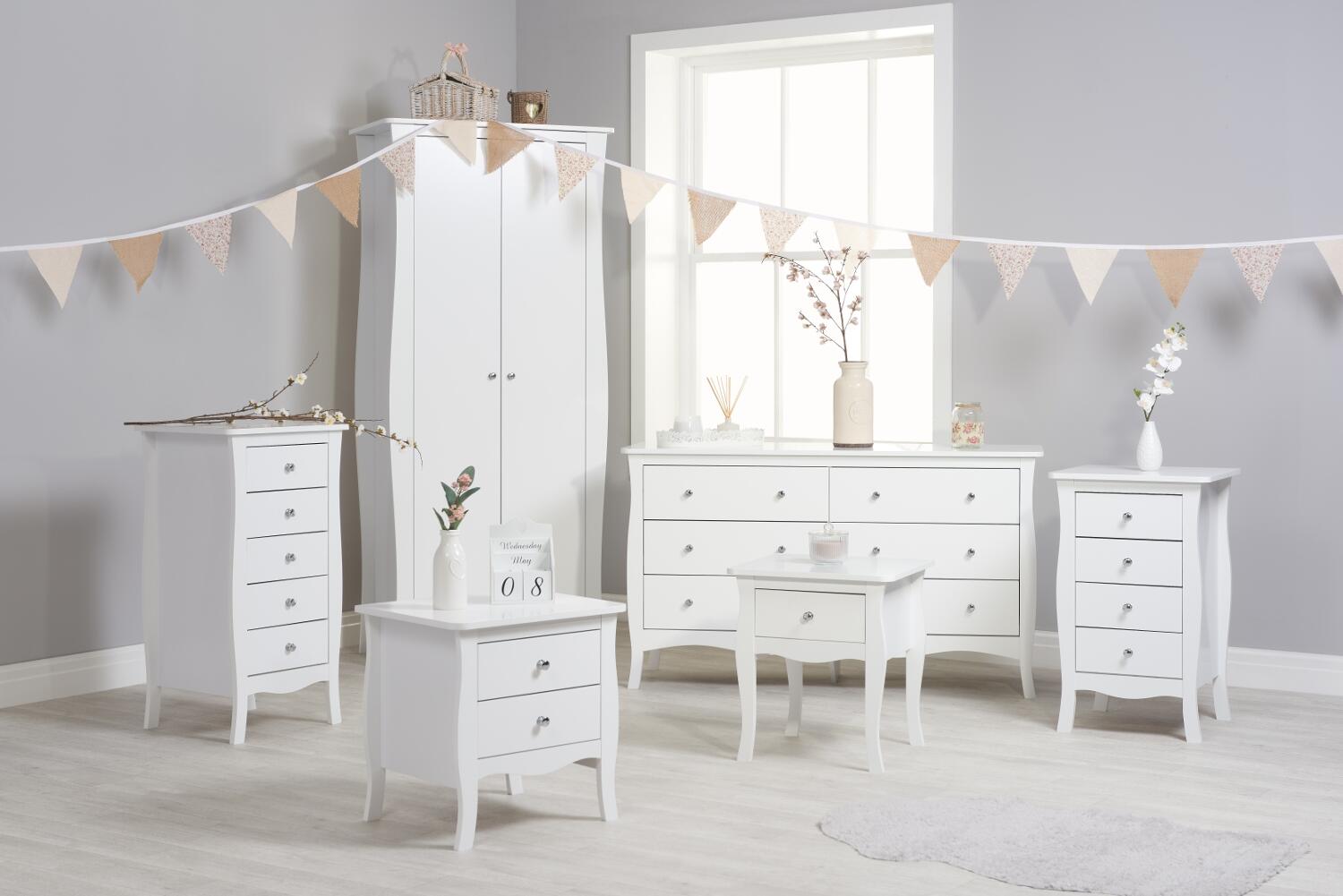 Paris White Wooden Bedroom Furniture Collection