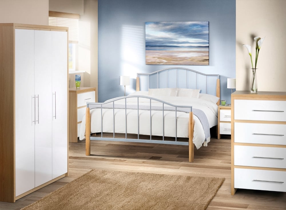 Stockholm Gloss White and Oak Bedroom Furniture Collection