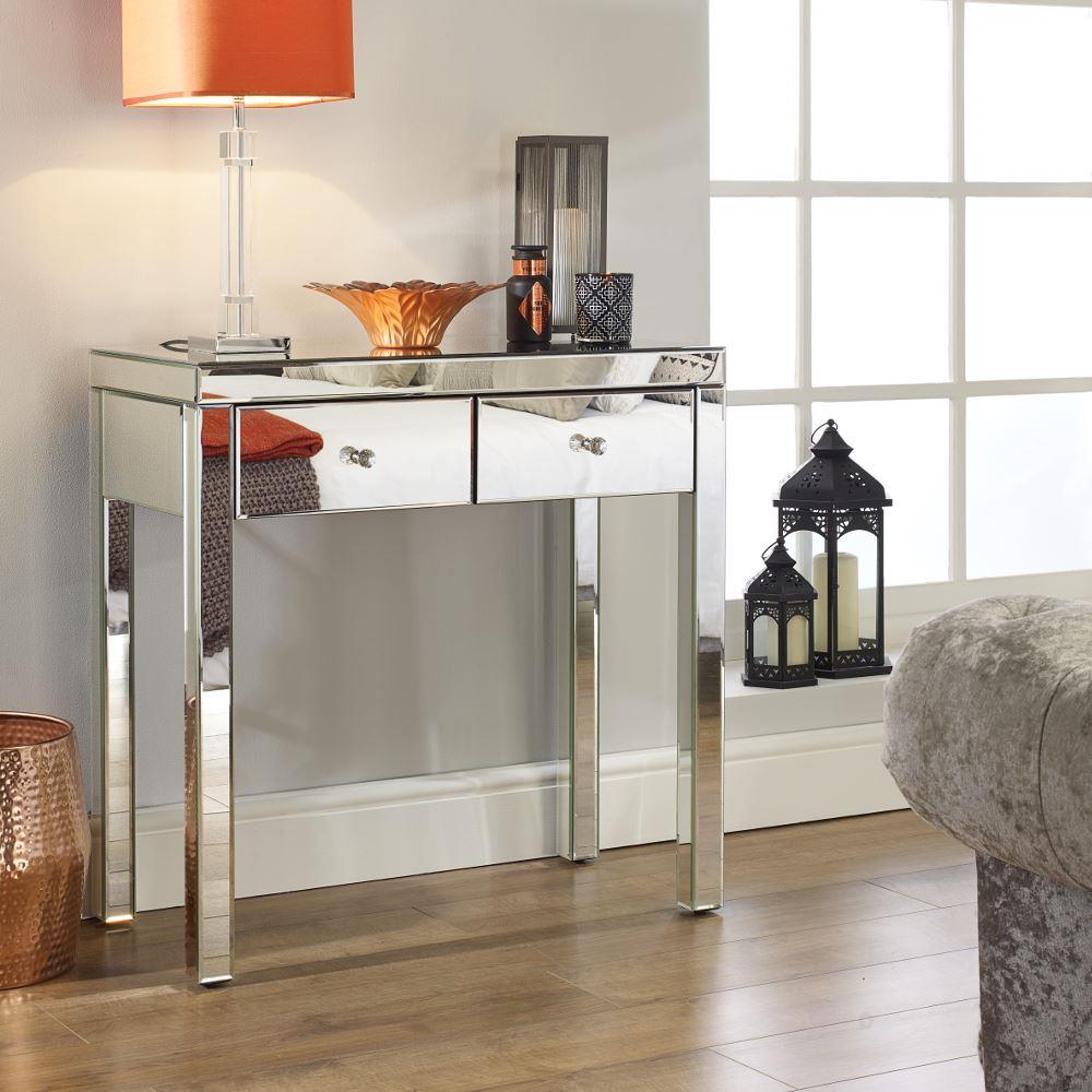 Seville - Mirrored 2 Drawer Sideboard - Mirror - Mirror/Glass - Happy Beds