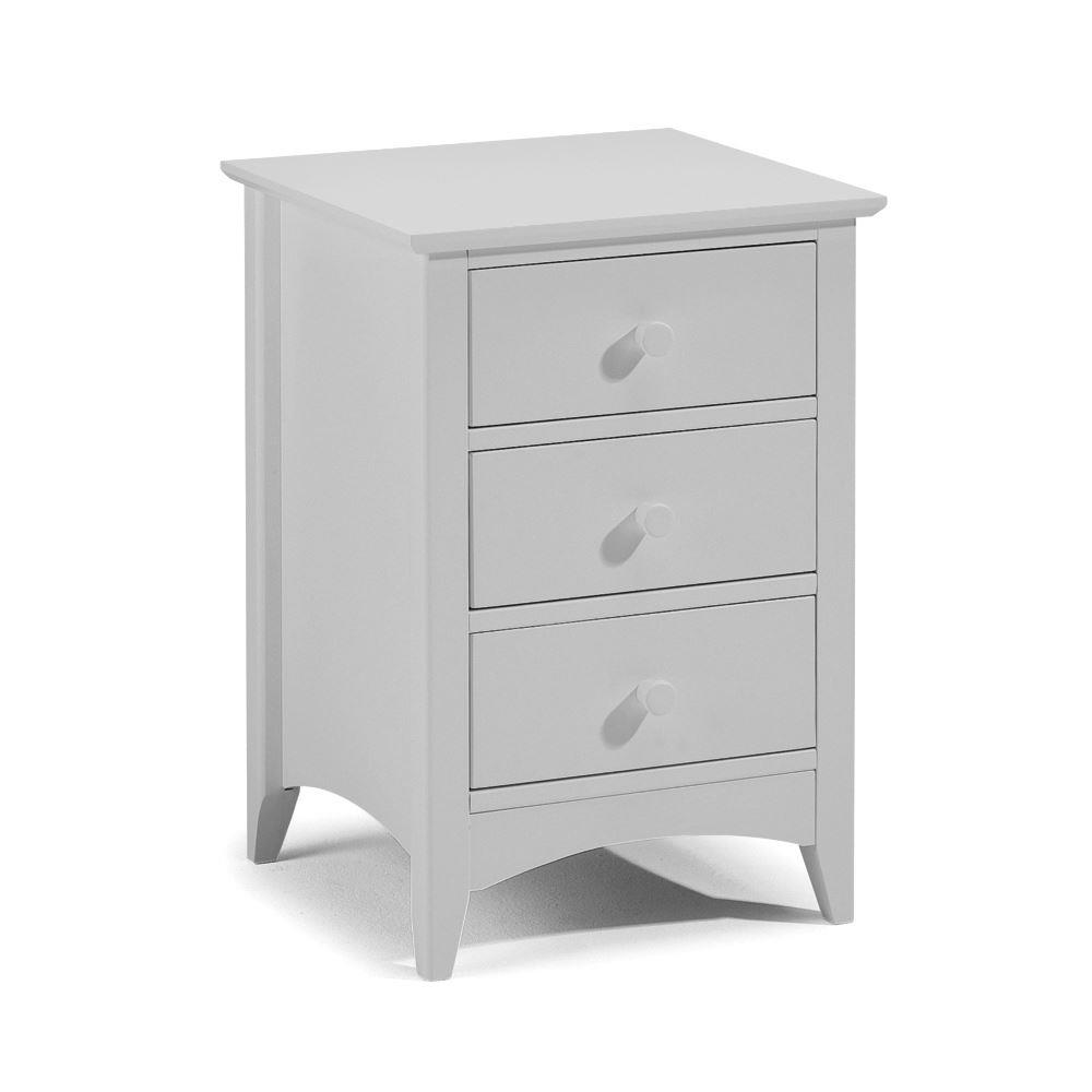 Cameo - 3 Drawer Bedside Table - Grey - Wooden - Happy Beds