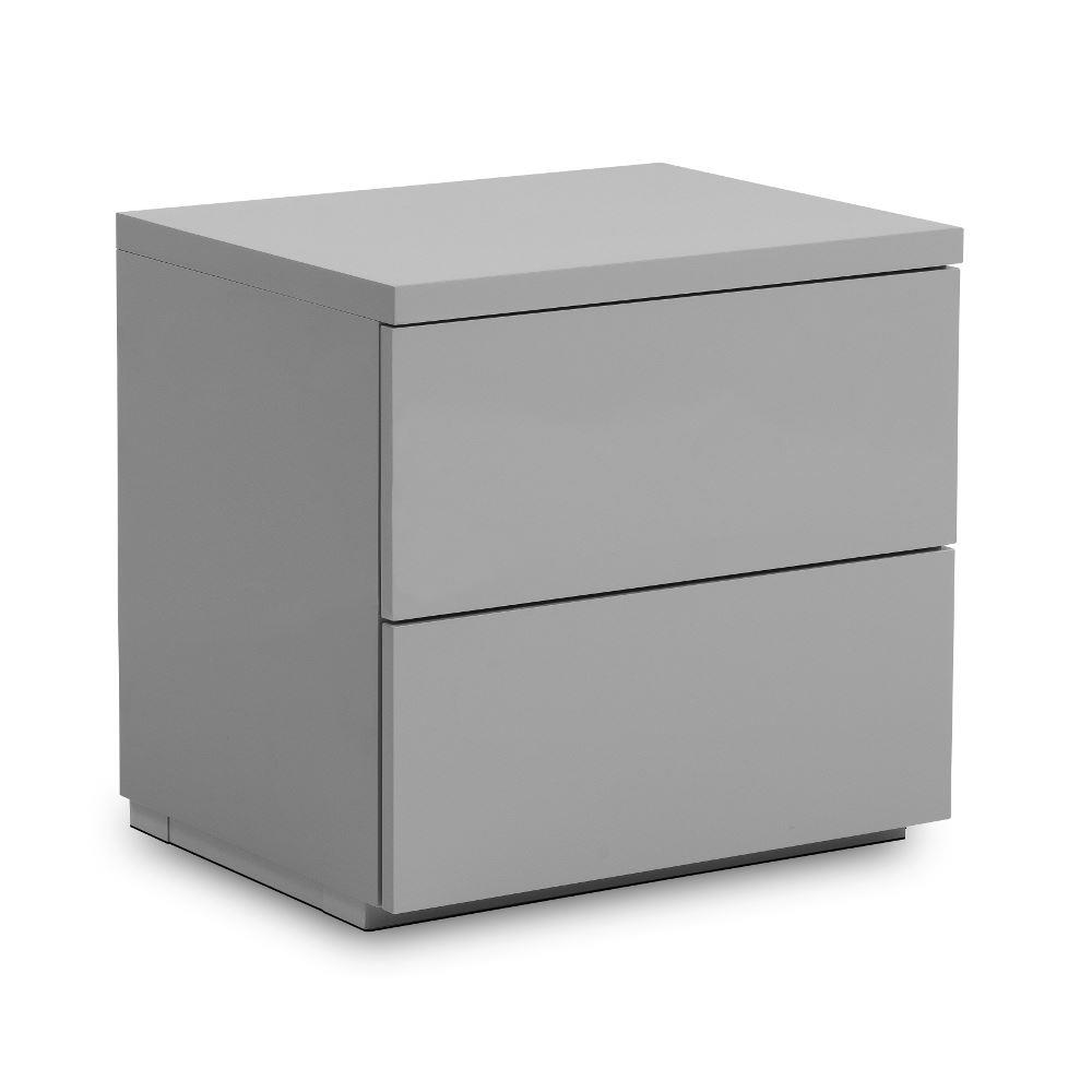 Monaco - High Gloss 2 Drawer Bedside Table - Grey - Wooden - Happy Beds