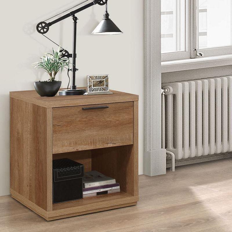 Stockwell - Rustic 1 Drawer Bedside Table - Oak - Wooden - Happy Beds