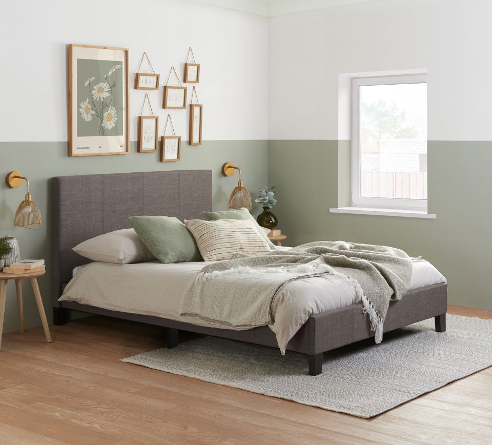 Berlin - Small Double - Grey Fabric Contemporary Bed Frame - Small Double -Happy Beds