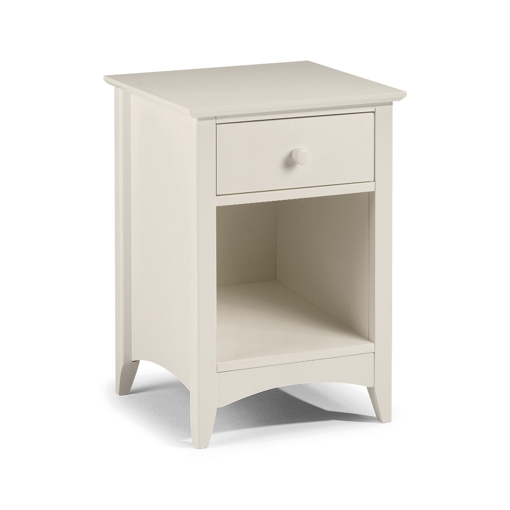 Cameo - 1 Drawer Bedside Table - Stone White - Wooden - Happy Beds