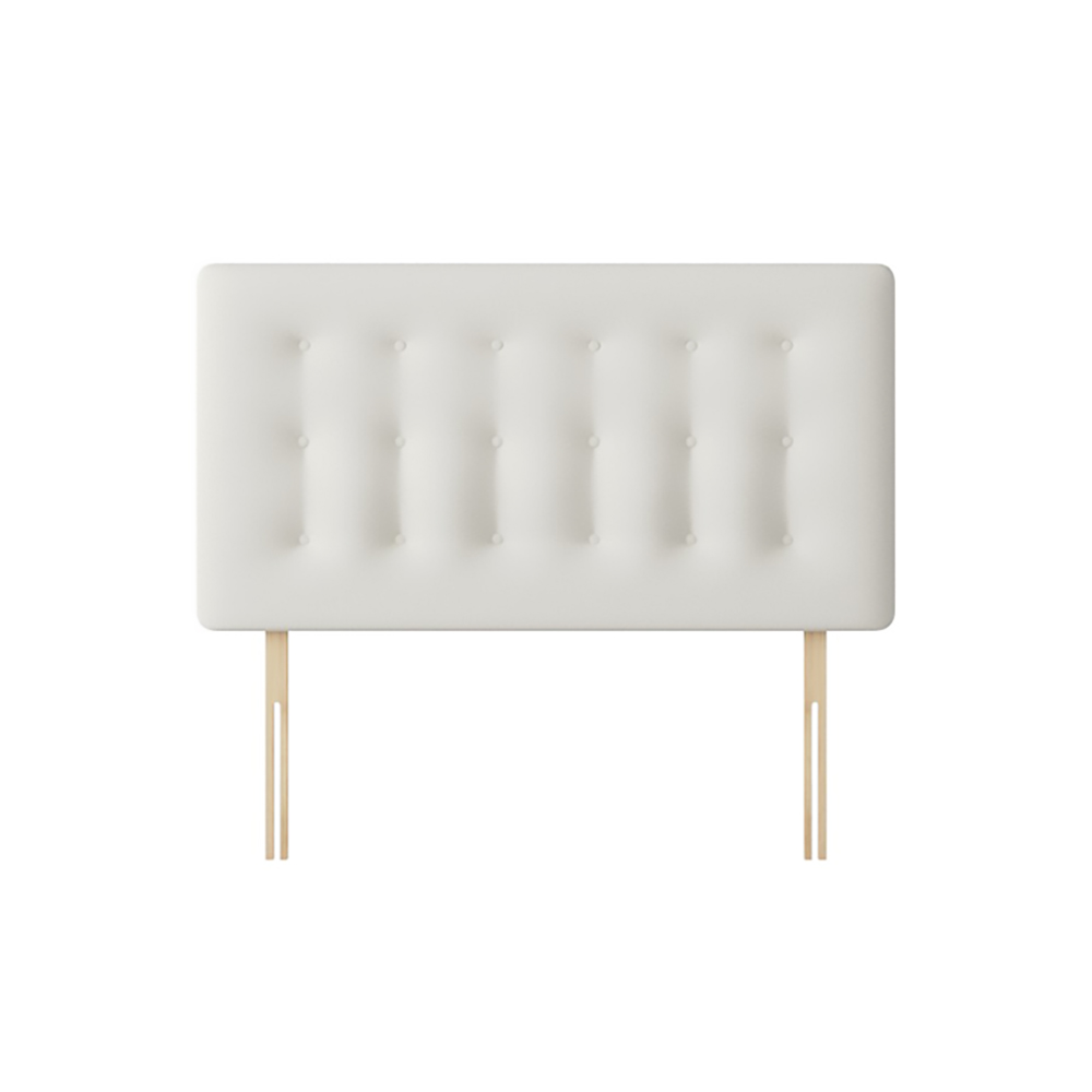 Cornell - Small Single - Buttoned Headboard - White - Fabric - 2ft6 - Happy Beds