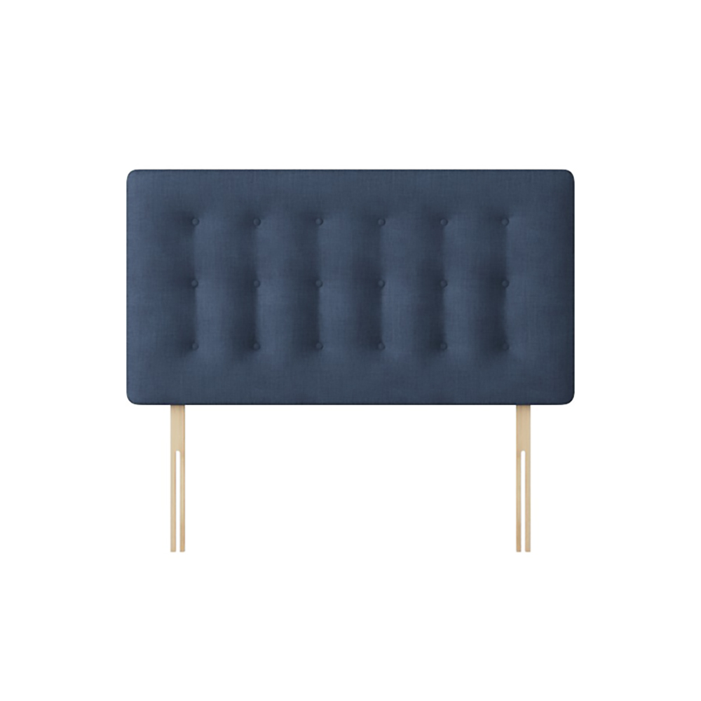 Cornell - Small Double - Buttoned Headboard - Dark Blue - Fabric - 4ft - Happy Beds