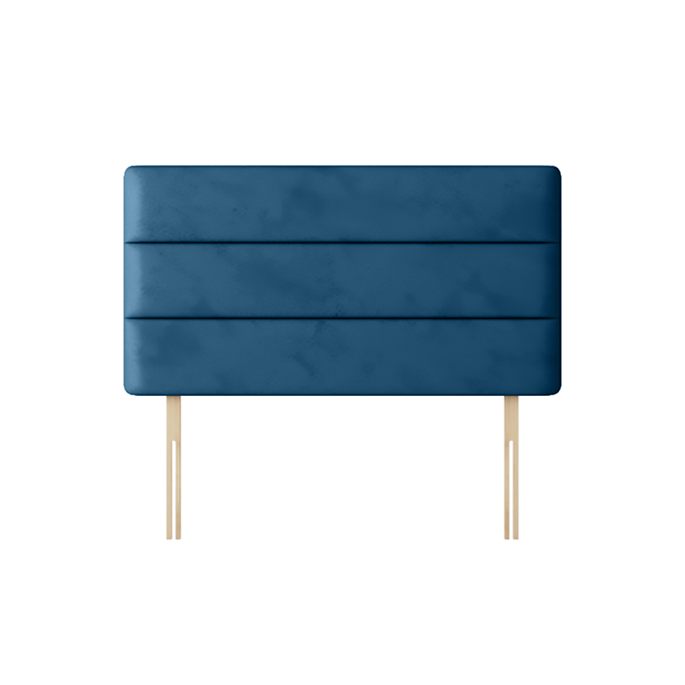 Cornell - Small Double - Lined Headboard - Blue - Velvet - 4ft - Happy Beds