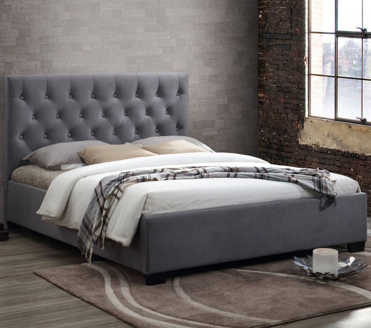 Cologne Grey Fabric Bed