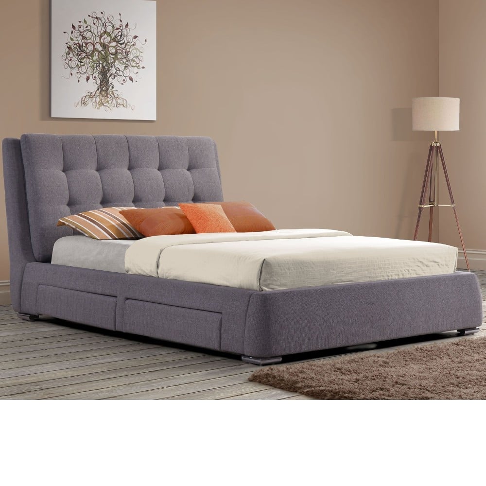 Mayfair Grey Fabric 4 Drawer Storage Bed Frame 5ft King Size