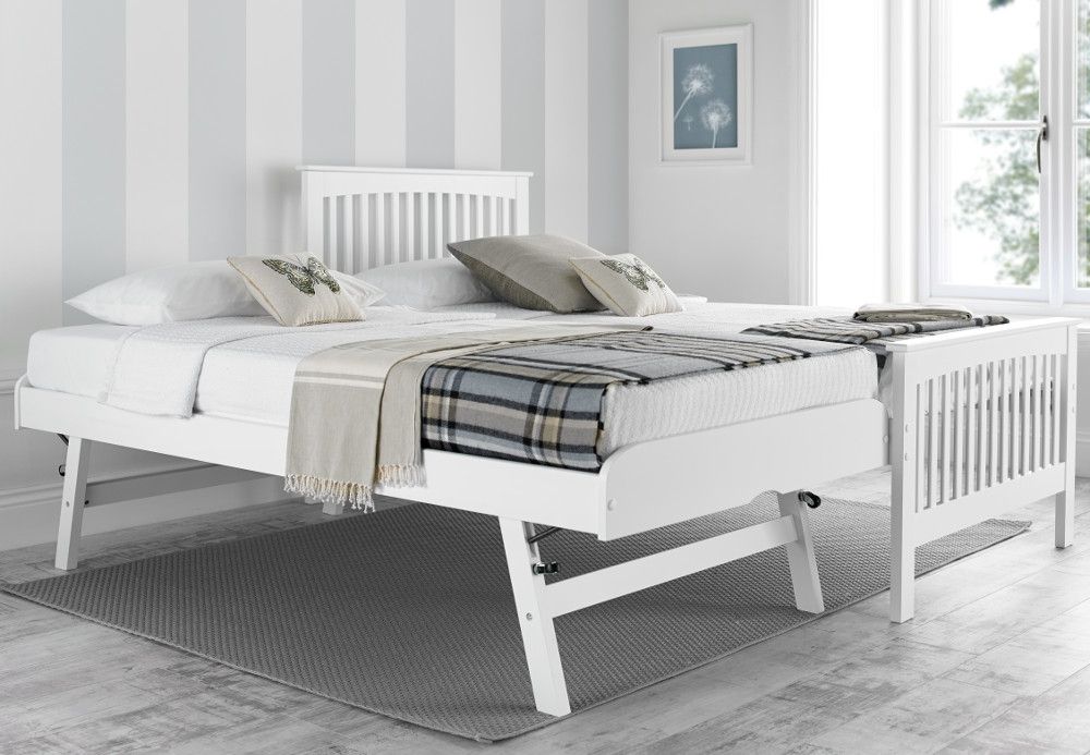 Toronto White Wooden Guest Bed And Trundle, Can A Trundle Be Added To Any Bed
