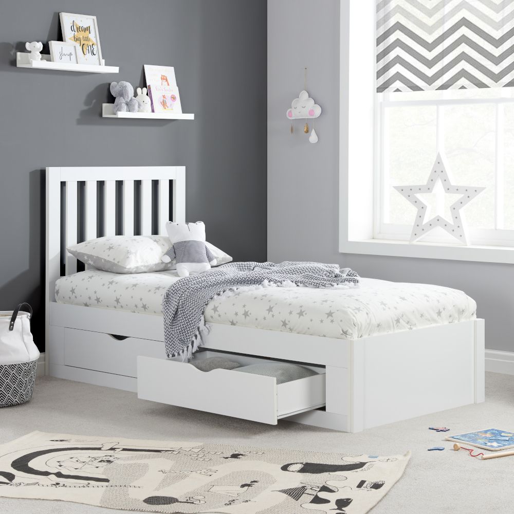White single outlet bed frames