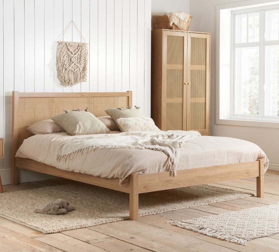 Croxley Rattan Oak Wooden Bed Frame Happy Beds