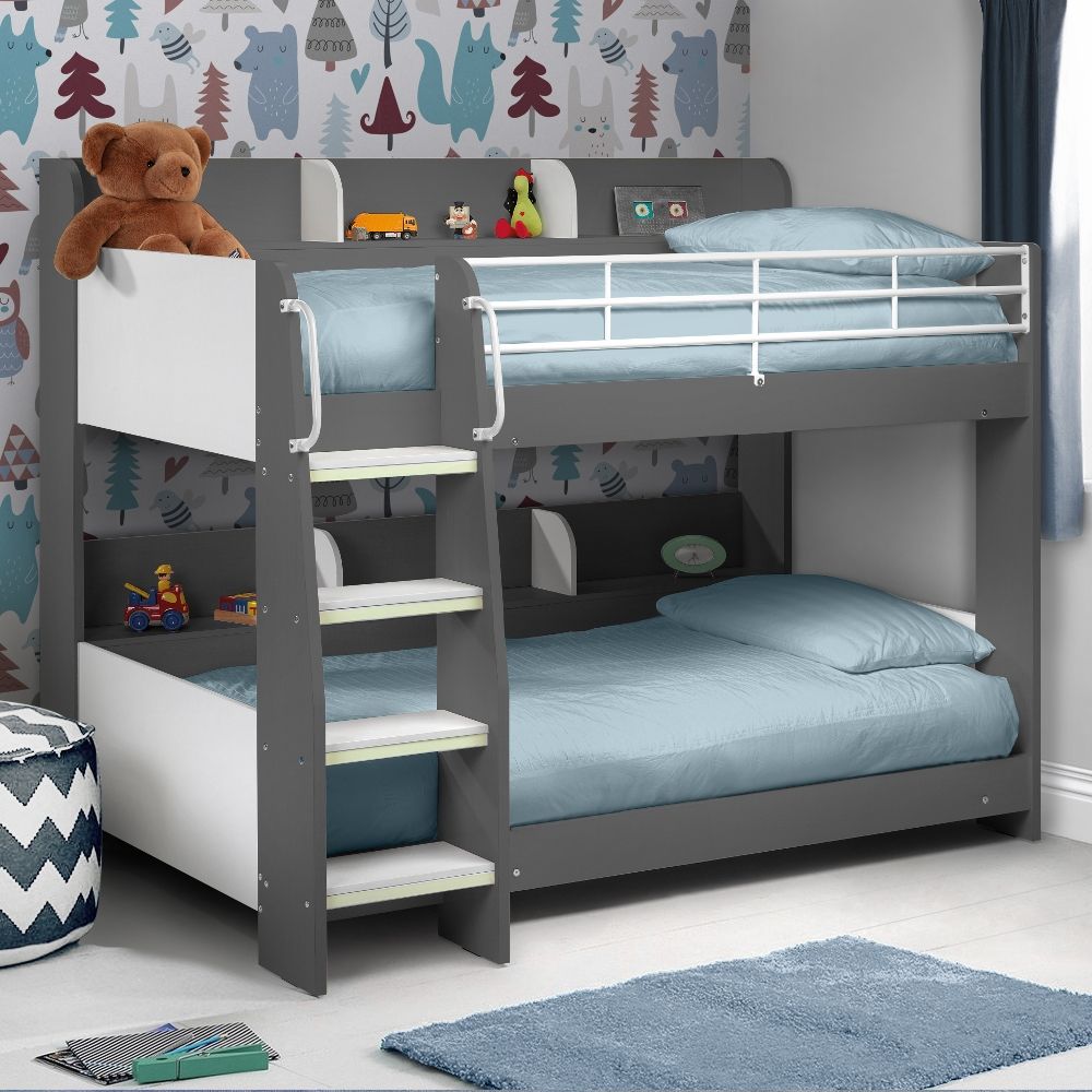 Metal Kids Storage Bunk Bed Frame, Childrens Wooden Bunk Beds