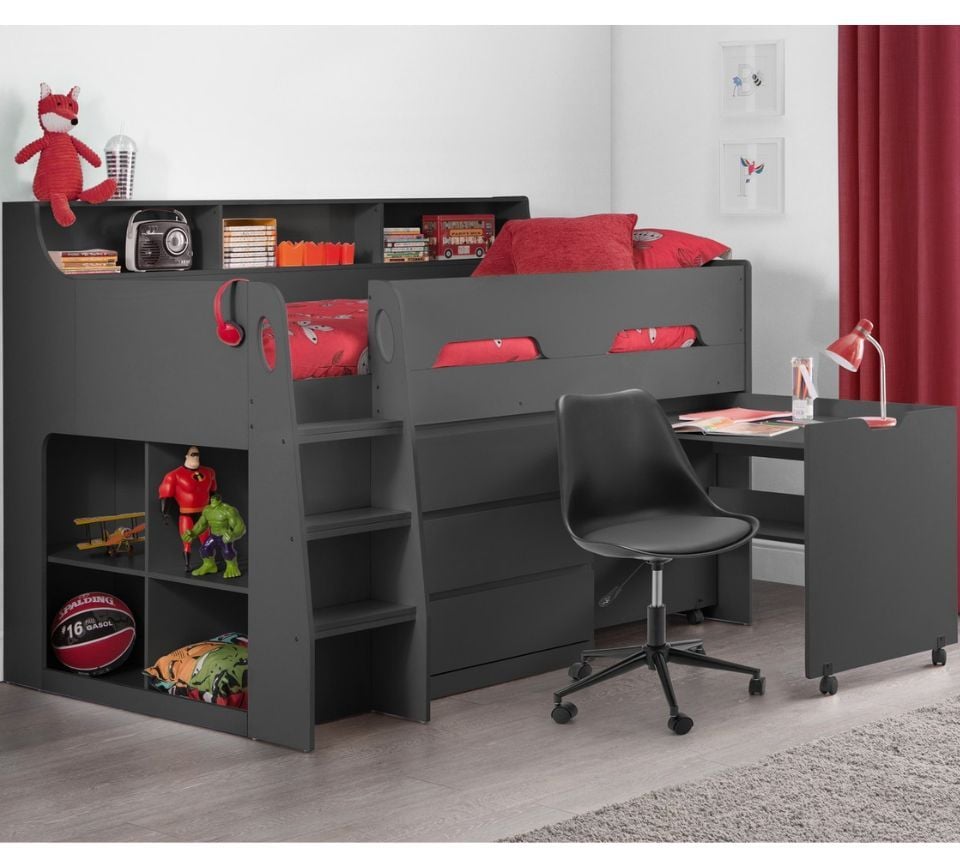 Cabin bed shop with chair