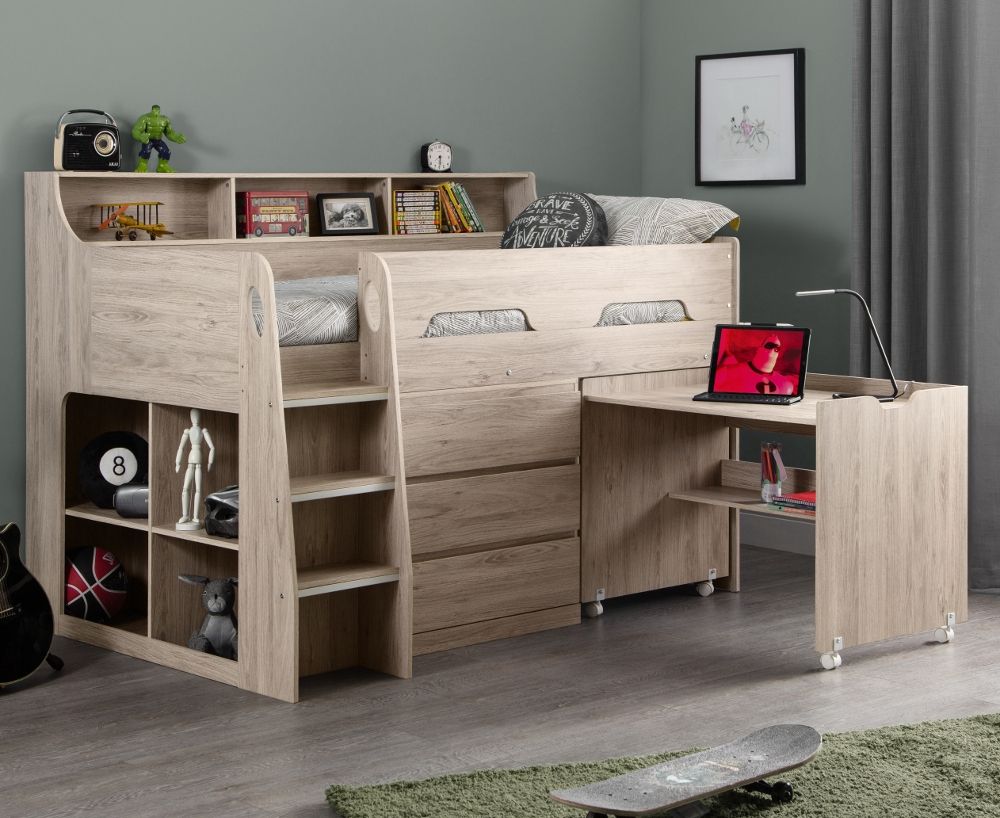 mid sleeper with desk and storage