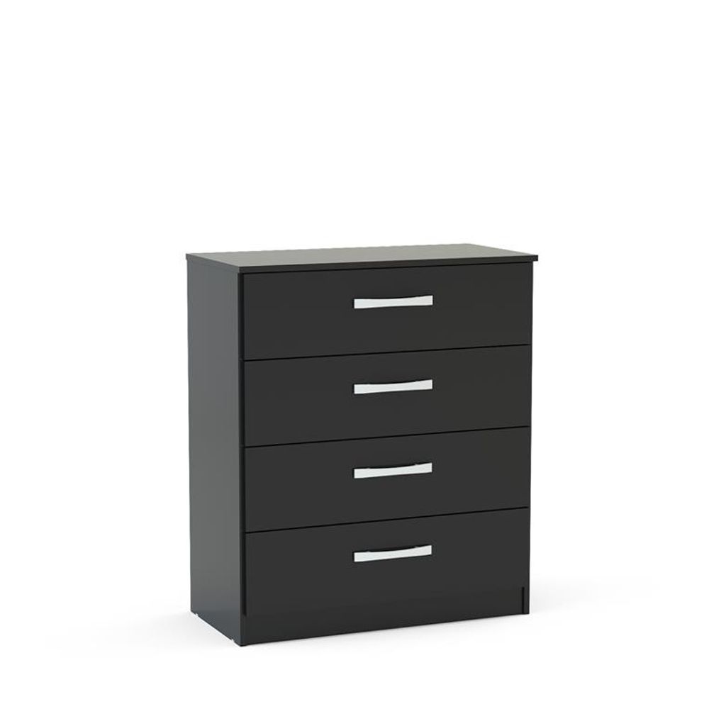 Lynx 4 Drawer Chest Black | Furniture | Happy Beds
