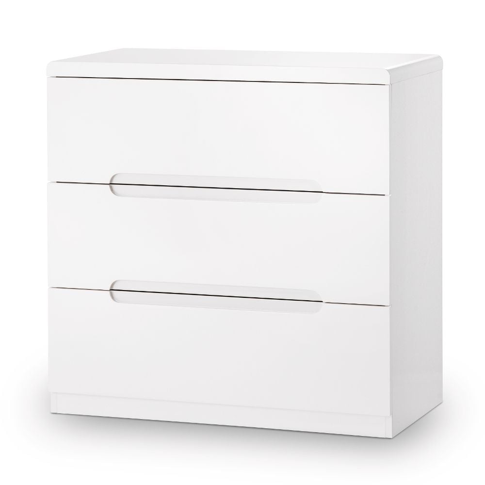 White gloss sales 3 drawer chest