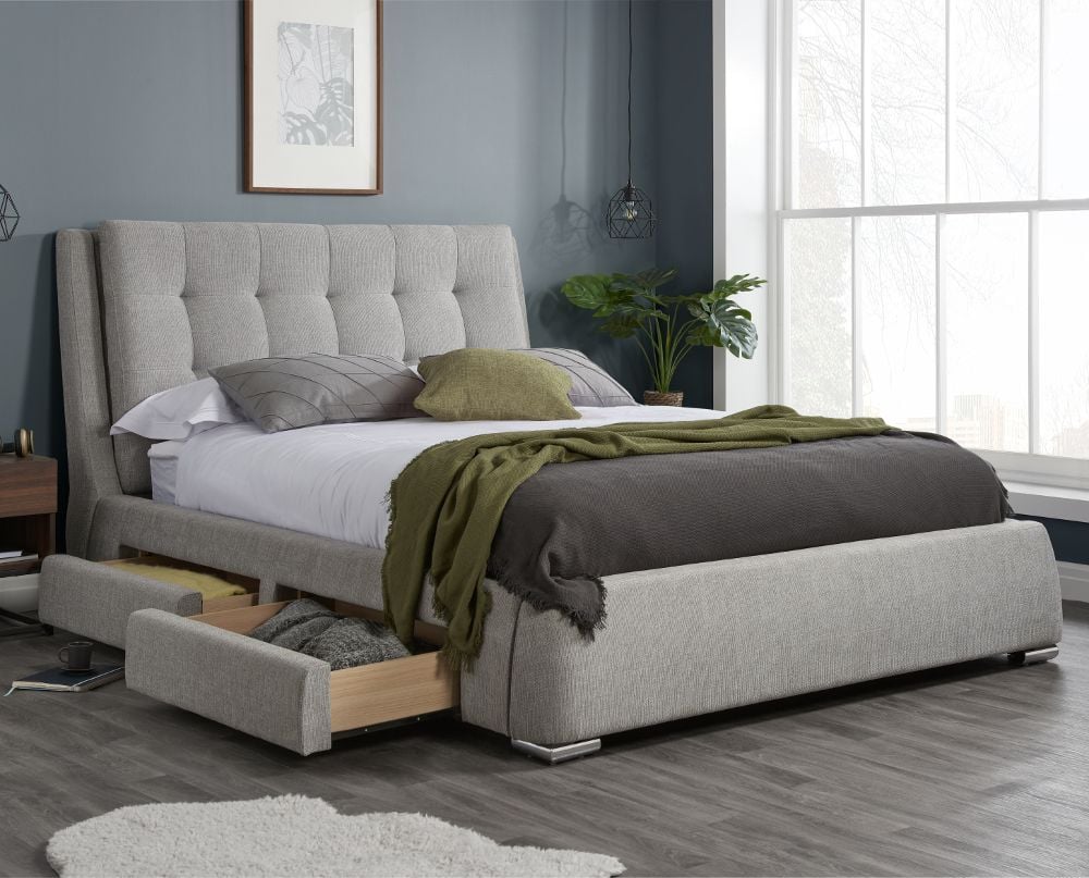 Mayfair Grey Fabric 4 Drawer Storage Bed Happy Beds