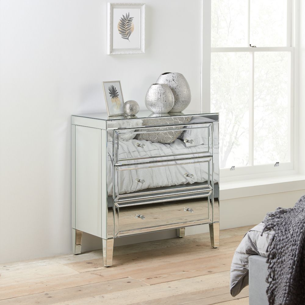 Mirrored 3 drawer shop chest