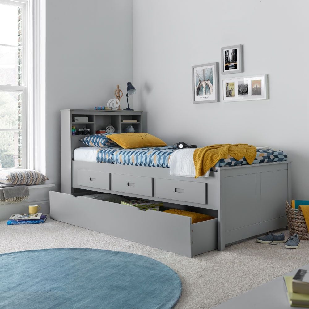 Veera Grey Day Bed with Guest Bed Trundle Happy Beds