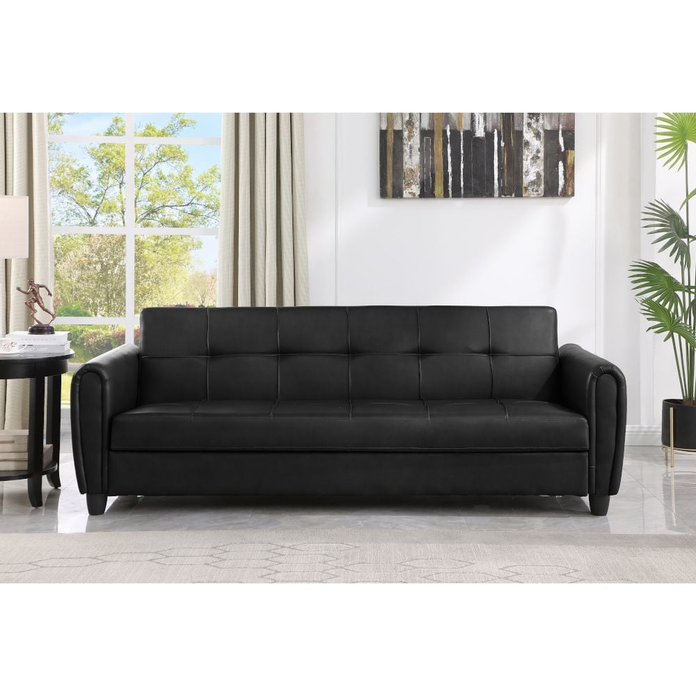 Zinc Black Leather 3 Seater Sofa Bed Make It Homely