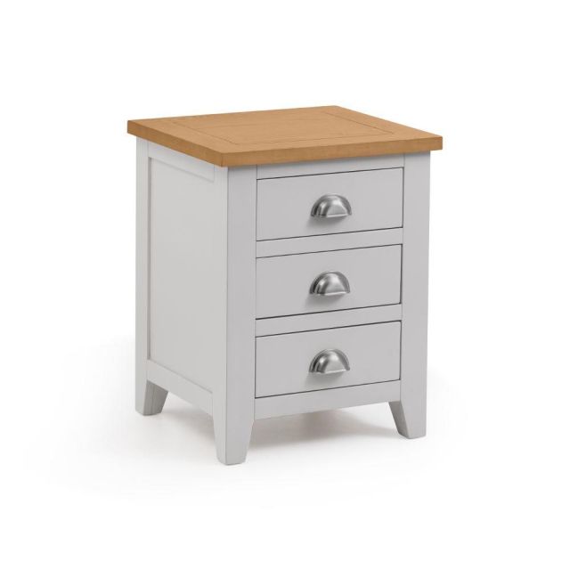 Richmond Grey and Oak 3 Drawer Wooden Bedside Table