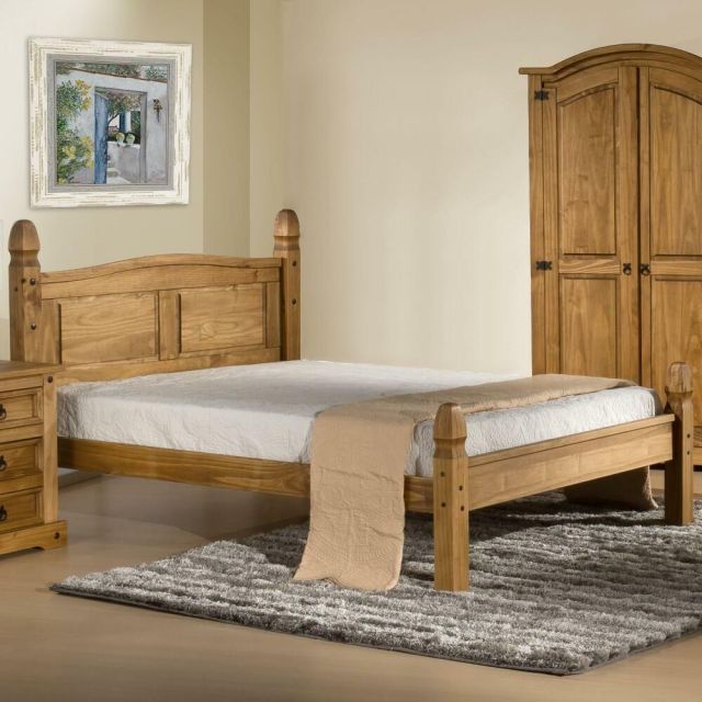 Corona Low Foot End Waxed Solid Pine Wooden Bed Frame - 3ft Single