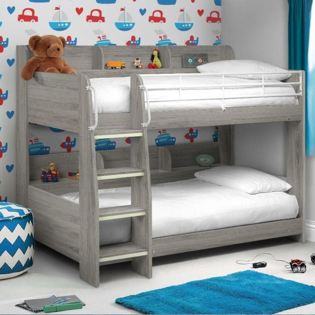 Domino Grey Oak Wooden and Metal Kids Storage Bunk Bed